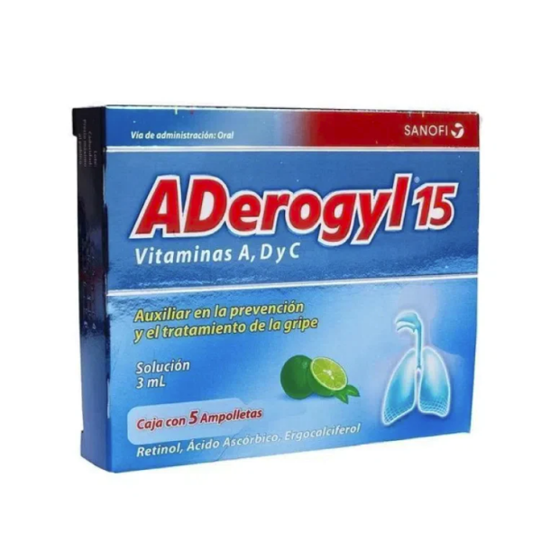 ADEROGYL 15 RETINOL/ACIDO ASCORBICO/ERGOCALCIFEROL AMP Flosamed